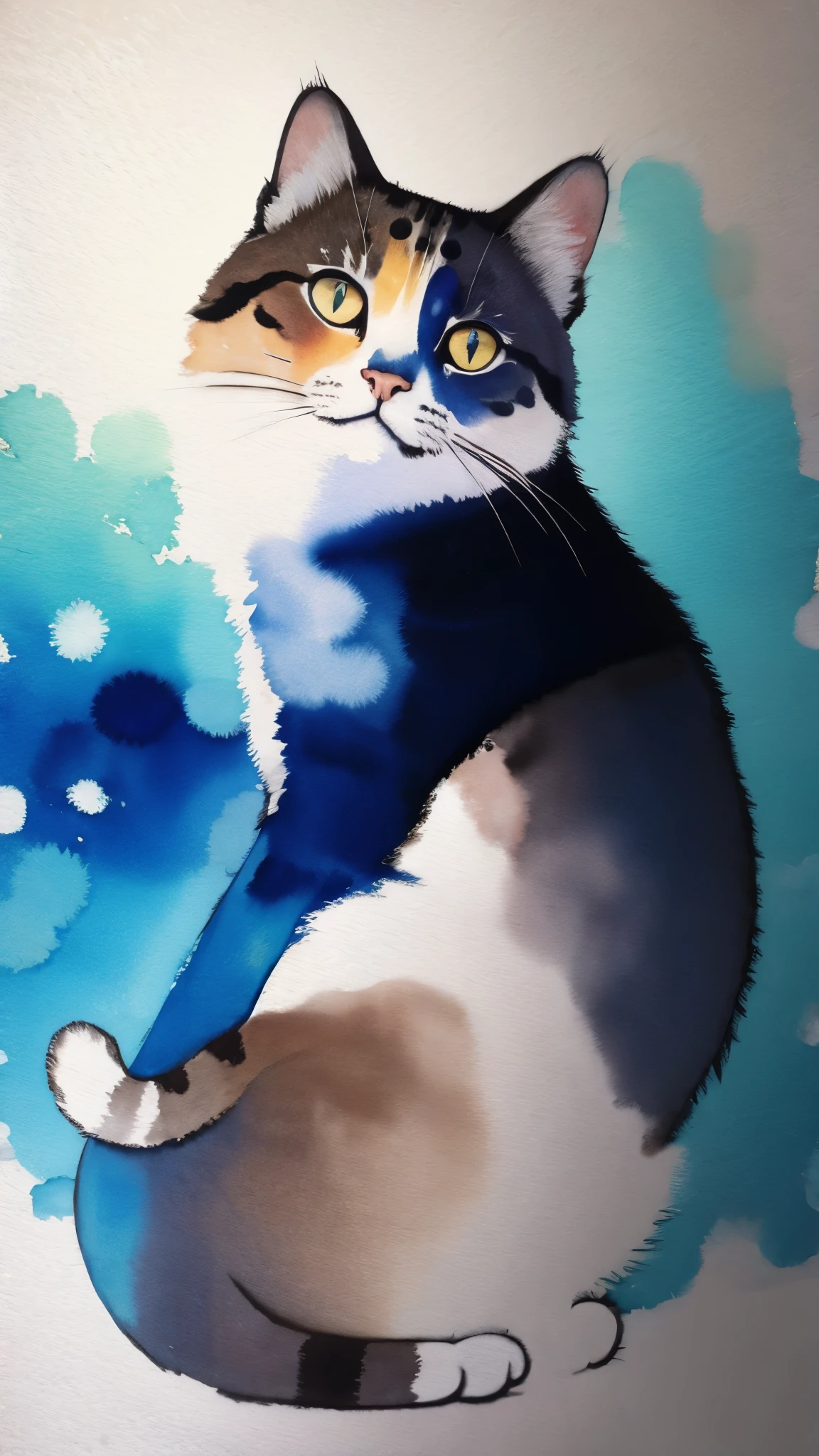 (masterpiece:1.2, Highest quality),(Super detailed),(Watercolor),8K,wallpaper,Cat