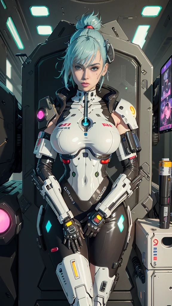 Woman with big wet marked breasts in a futuristic outfit posing for a photo, Cyborg girl, Cute Cyborg Girl, Female cyberpunk anime girl, Cyberpunk anime mech girl, Cyberpunk girl, sci-fi female, WLOP. Scifi, seductive cyberpunk dark fantasy, cyberpun anime girl, in the style of tarot card, art by Dmitry Sergeev