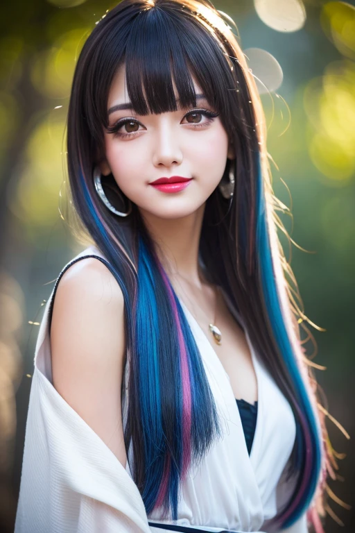 (((A real beauty))), Black Hair、folder、Round eyes、False eyelashes、Light wavy hair, correct、Pink lipstick、Striped Hair、Brown Hair、Red Hair、Blue Hair、(Dark blue hair)、(Gradient Hair)、Asymmetrical Hair、Hair behind the ear、Crossed bangs、Long Hair、(お尻までLong Hair)、Long Hair、Straight bangs、Smooth, silky hair、Hair up on one side、とんでもなくLong Hair、Valletta、Light brown eyes、Ring Eye、Round eyes、Wicked Smile、A light smile、Surrealism、Cast a Shadow、Anaglyph、Stereogram、(Extraordinary presence)、Character Portrait、Subjective、Atmospheric perspective、Film Grain、Backlight、Exposure、Lens flare、、最high quality、超High resolution、超High resolution、Very realistic, masterpiece、correct、Textured skin、high quality、最high quality、Awards、32k, 髪のfolder、Cunning、A light smile、Shy laugh、Redness in the ears、correct、Subjective、Shine、360° View、Very detailed、超High resolution、解剖学的にcorrect、masterpiece、Emphasize the chest、High resolution、High detail、Long eyelashes、A slight blush、Compensate, (((Full Body Shot)))、Various poses、Shooting from a distance、Various angles of view、