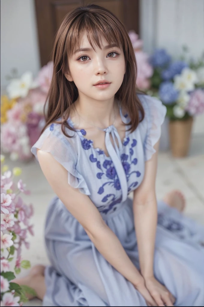 Kasumi, brown eyes, (best quality, ultra-detailed), (realistic:1.37), beautiful and detailed face, ultra-realistic texture, delicate face, delicate body, red lipstick, bright colors. High definition, 8K. angry expression 