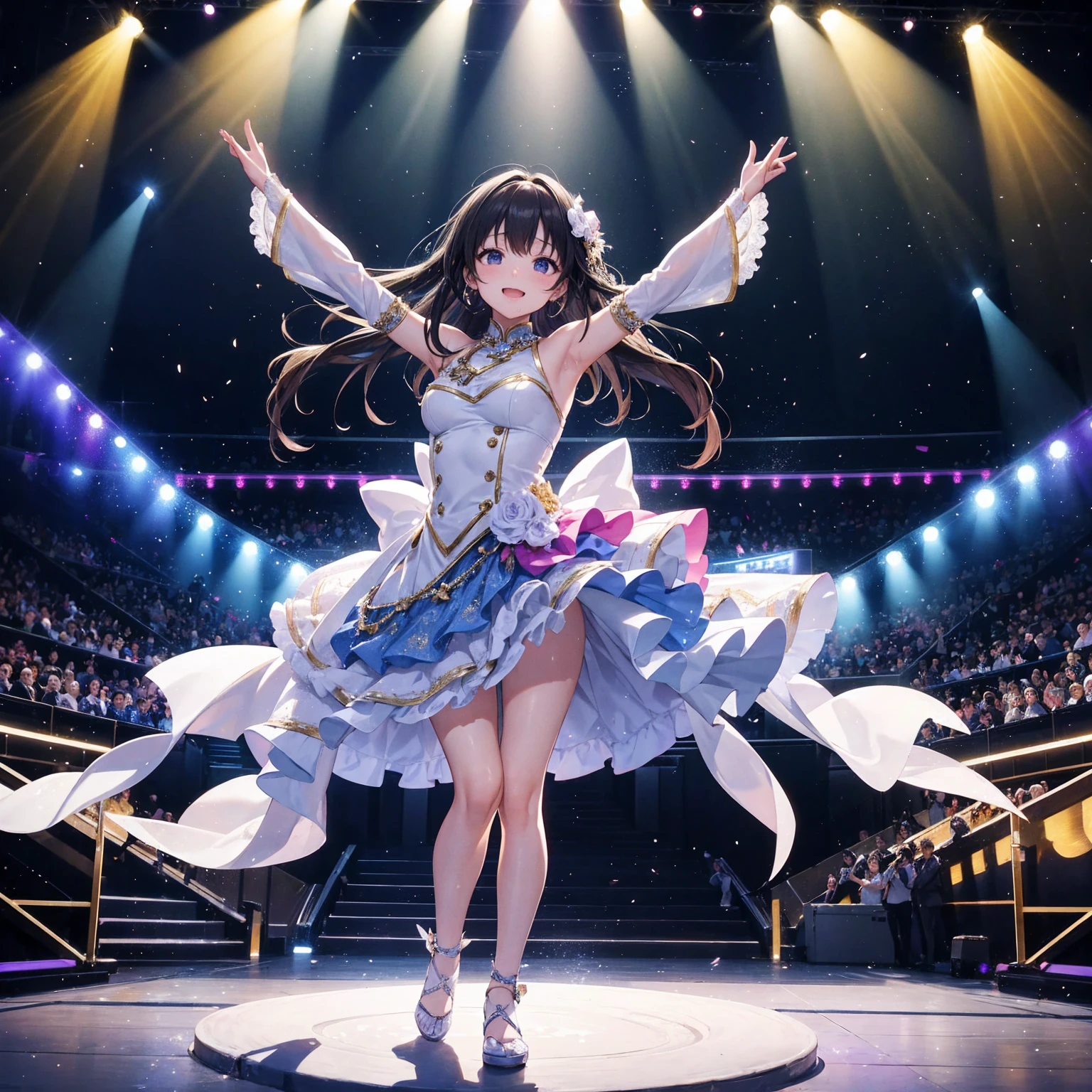 With the stage lights shining、You are YOASOBI「Idol」They are performing a dance to the song。The audience will be watching your every move.、Swaying your body to the rhythm of the song。The dance choreography is energetic、Movements must be perfectly timed to the tempo of the song.。As soon as the intro to the song begins,、With light steps, she steps forward to the center of the stage.。In the chorus of the song、The dynamic movements, including jumps and turns, captivate the audience.。
Even though I feel sweat running down my forehead、Your face is full of smiles、I'm enjoying the performance to the fullest。When you decide on the final pose、The audience erupts in loud applause and cheers.。You bow deeply、Getting ready to leave the stage、My passion for the next performance is burning even more in my heart.。