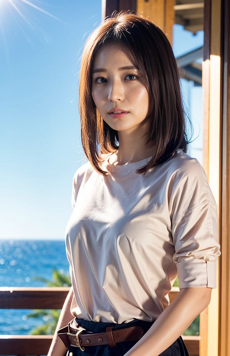 The sky turns red、Wet white t-shirt and jeans、、Light brown hair、Elegant hairstyle、Blue Eyed Woman、A woman with a cute upward gaze、When the sky gets dark、The sky turns red as the sun sets、Tight clothing that shows your body lines、、Elegant summer knitwear、Elegant summer sweater、Leather Belt、Short skirt、Dress elegantly着こなす、Luxury Bagedium Shorthair:1.4))、The sun shines on her、Light brown hair、Light brown hair、The sky was dyed red、There are clouds、private's cute、Her ample breasts are obvious even through her clothes..、The shining sun is so beautiful、Dusk is approaching、Lens flare、You can see the sunset、((Sunlight reflecting off the ocean、Ocean View、The sun shines on the ocean、'beautiful.、Small earrings、private'evening、Birds are also flying、、Brown Hair Color、Tying up hair、The woman is on the right:1.4))、Luxury Leather Belts、Shiny clothes、Light beige hair color、Background Blur、Braid only the front hair、Light brown hair、{{Cowgirl Shot}}、((Close-up shot from the waist up、Ample breasts:1.4))、Smile、Silk clothing、Ample breasts that can be seen even through clothes、Braid only the front hair、Cowboy Shot、Gorgeous white collared silk shirt and brown skirt、Dress elegantly、Luxury Bags、A lovely smile、((Ample breasts))、Full body photo、ring、Short skirt、Tuck your hair behind one ear、Silver Necklace、smile、 Elegant ponytail、Caustics、Highly detailed photos、Very beautiful and ideal short hair、Super no makeup、(8K、RAW Photos、Highest quality、masterpiece:1.2)、(Realistic、Realistic)、1 Girl、((Medium Short Hair、Looking into the camera:1.4))、Hair blowing in the wind