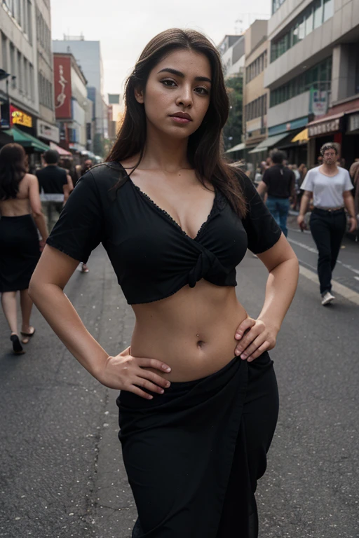 Mujer Futanari caminando por la calle en publico