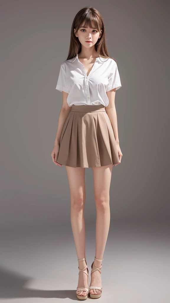 cool super idol、whole body、good style、、、、、、Orange Pleated Mini Skirt、track jacket、pig tail