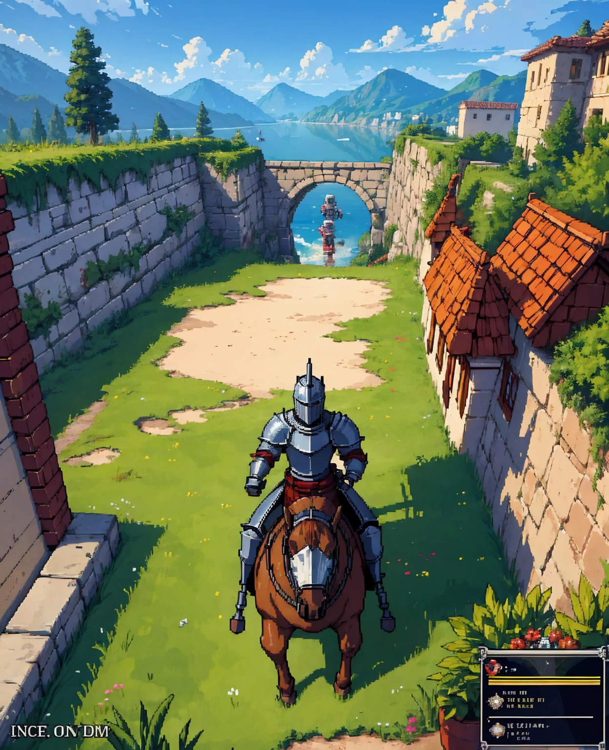 Animate, 4 pace, 1 knight, pixel art, 32 bit