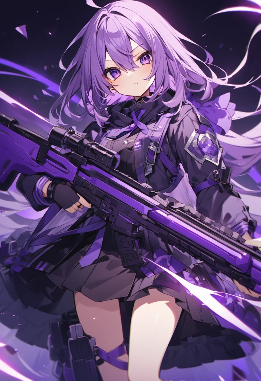 Keito。Purple Eyes。Purple Hair。Purple machine gun。