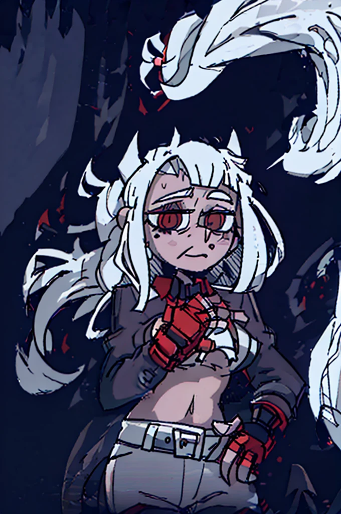 1 girl, tall, thick thighs, smooth skin, young gir, tidy hair, helltaker