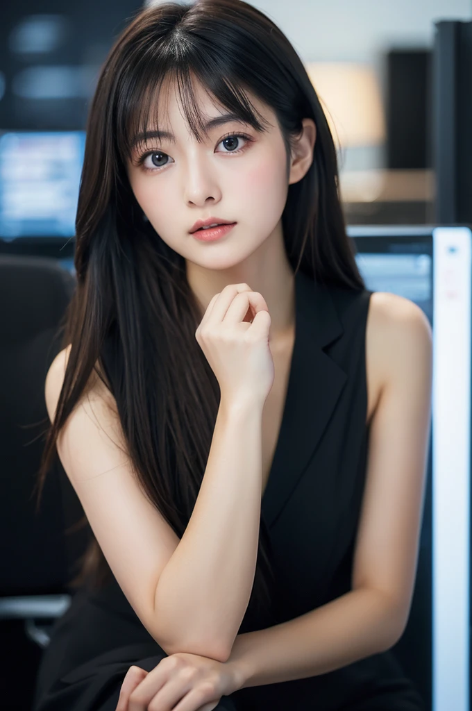 (8k, RAW Photos, Highest quality, masterpiece:1.3), (Realistic, photo-Realistic:1.4), (非常に詳細な8k壁紙), Sharp focus, Written boundary depth,
Japanese Idols,very cute,(Baby Face),sweater, Look at us and laugh, Upper Body, Highly detailed face and eyes,((Glowing Skin:1.2)), Cinema Lighting, Soft Light, Blur the background, Bokeh,(office, Modern, stylish, Glass Wall, Open space:1.2)