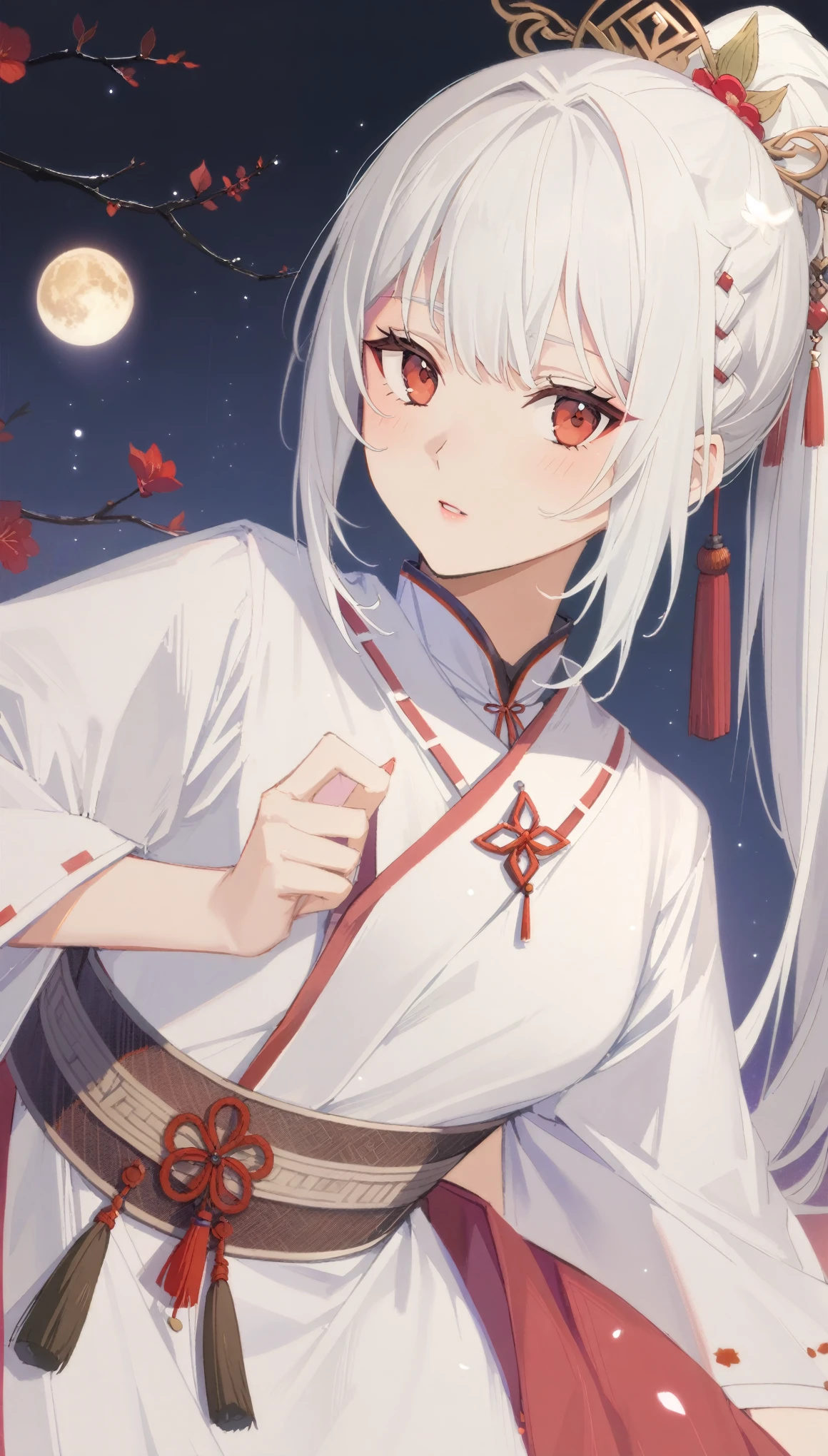 ((16 nights)), ((Oriental Project)), role play, 20-year-old female, (((White hair)), ((#1: Medium Length Spiked Hair)), ((Blue maid outfit)), ((White shirt)), Mid-chest, (Light)))), (posture))), (Realistic photos: 1.3), rim Lighting, (High Detail Skin:1.2), 8K UHD, Digital SLR Camera, high quality, high resolution, 4K, 8K, Bokeh, absurd, Optimal ratio：Four fingers and one thumb, (real:1.3), The cutest girl, A lot of knives