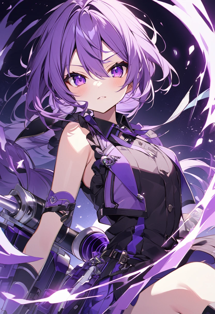 Keito。Purple Eyes。Purple Hair。Purple Gatling Gun。