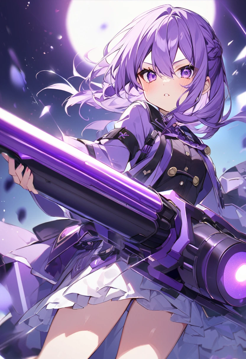 Keito。Purple Eyes。Purple Hair。Purple Gatling Gun。