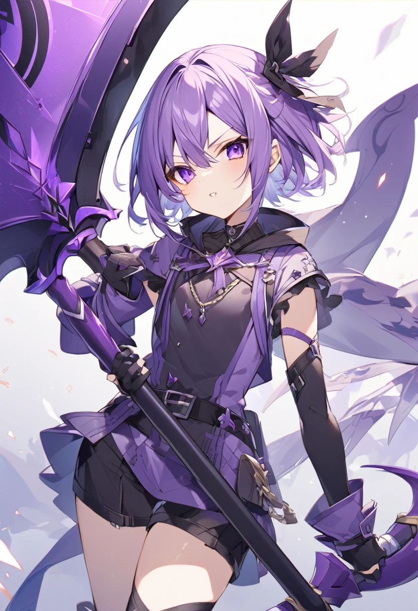 Keito。Purple Eyes。Purple Hair。Purple big axe。