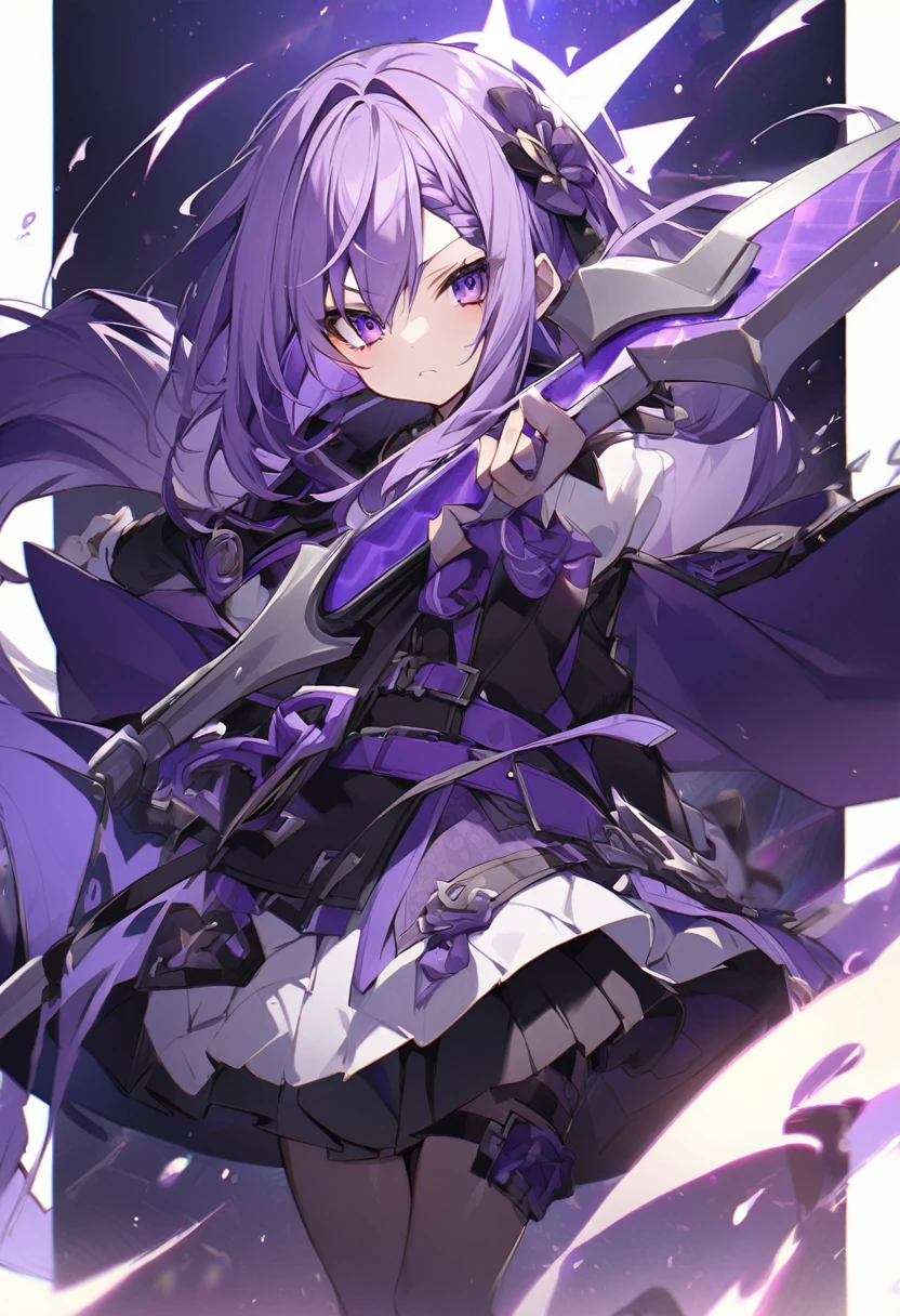Keito。Purple Eyes。Purple Hair。Purple big axe。