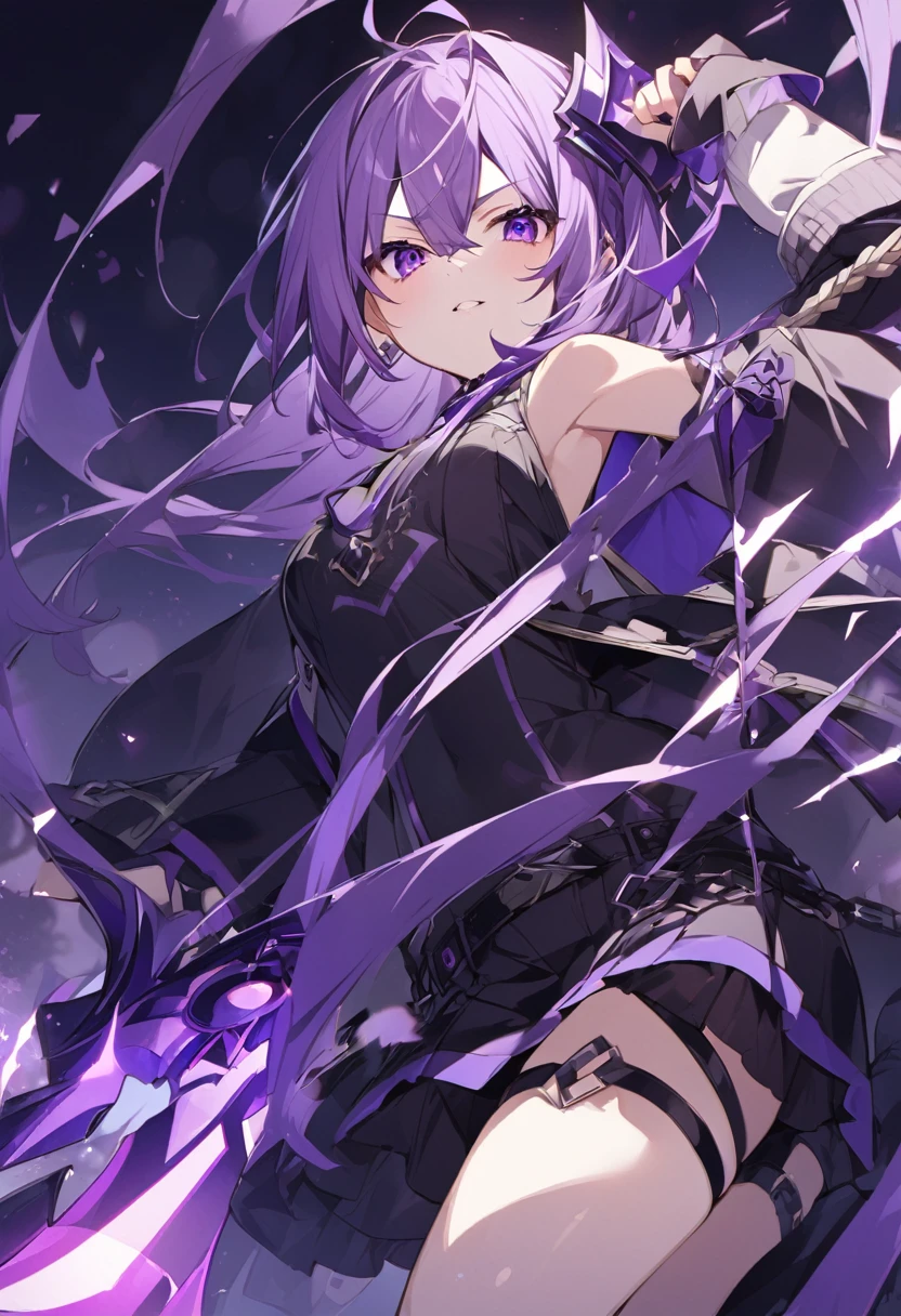 ((Kafka from Honkai Star Rail)), purple wine hair, mommy vibes, dynamic pose, intimidating, detailed face, detailed hai