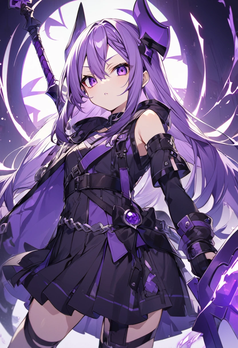 Keito。Purple Eyes。Purple Hair。Purple Axe。
