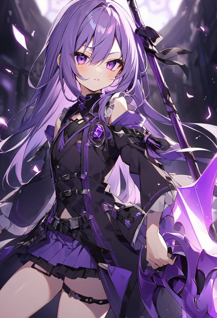 Keito。Purple Eyes。Purple Hair。Purple Axe。