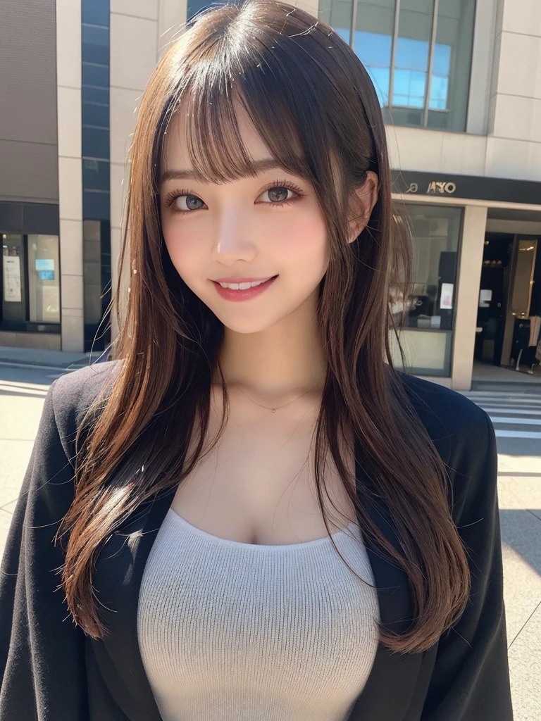 masutepiece, Best Quality, Illustration, Ultra-detailed, finely detail, hight resolution, 8K Wallpaper, Perfect dynamic composition, Beautiful detailed eyes, Women's Fashion Summer,Medium Hair,Small breasts natural color lip, Bold sexy poses,Smile,Harajuku、20 years girl、Cute、Sexy shot looking at camera