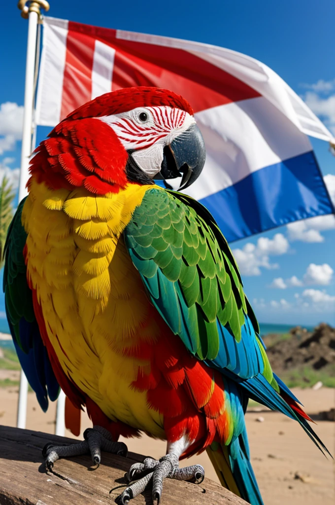 Parrot with the flag of Peru 