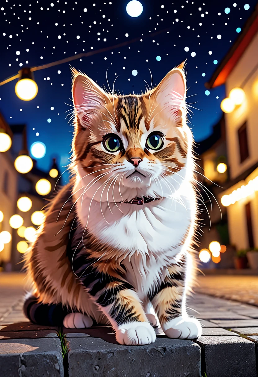 8k,high quality,cat, cute, night
