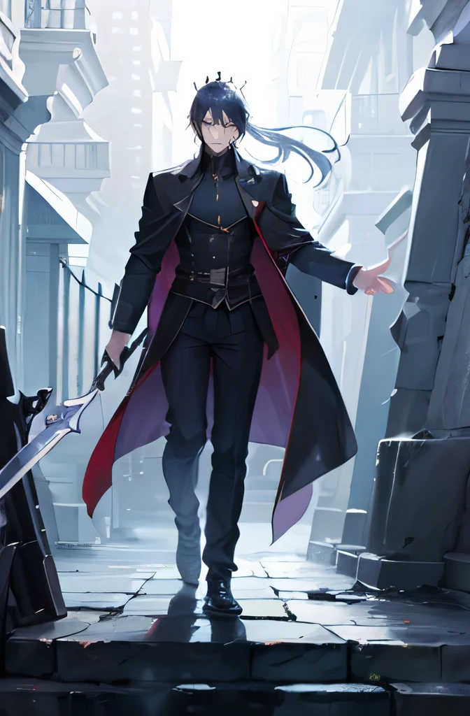 A king of shadow, sung jinwoo,manhwa mysterious, dark aura, big weapon, blade, aura