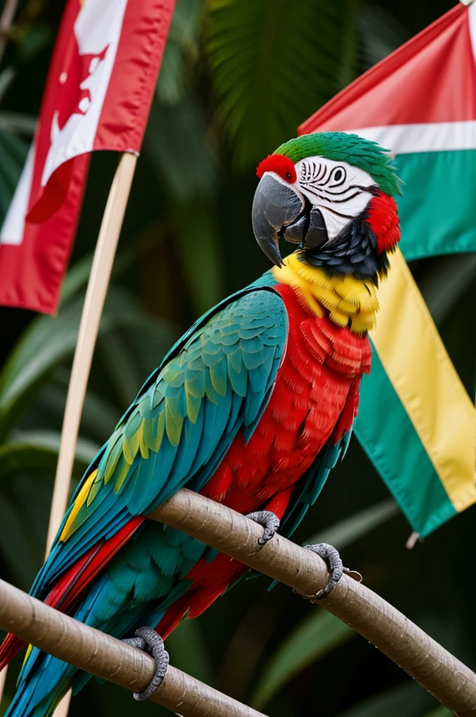 Parrot with the flag of Peru