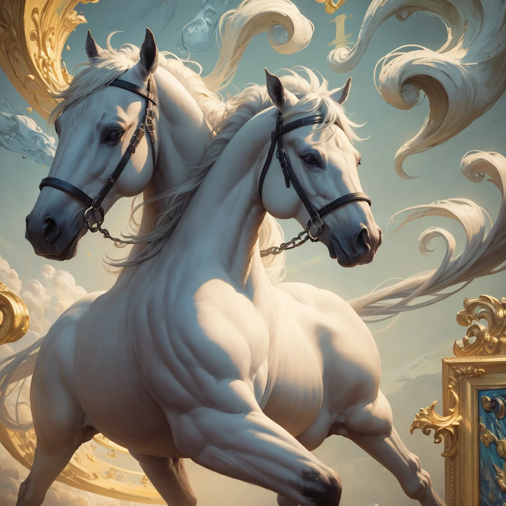(solo horse), (minimalism), fantasy, horse, white, divine, night, (yellow smoke), glows, (masterpiece:2), (high detail), (high quality), (natural lighting)