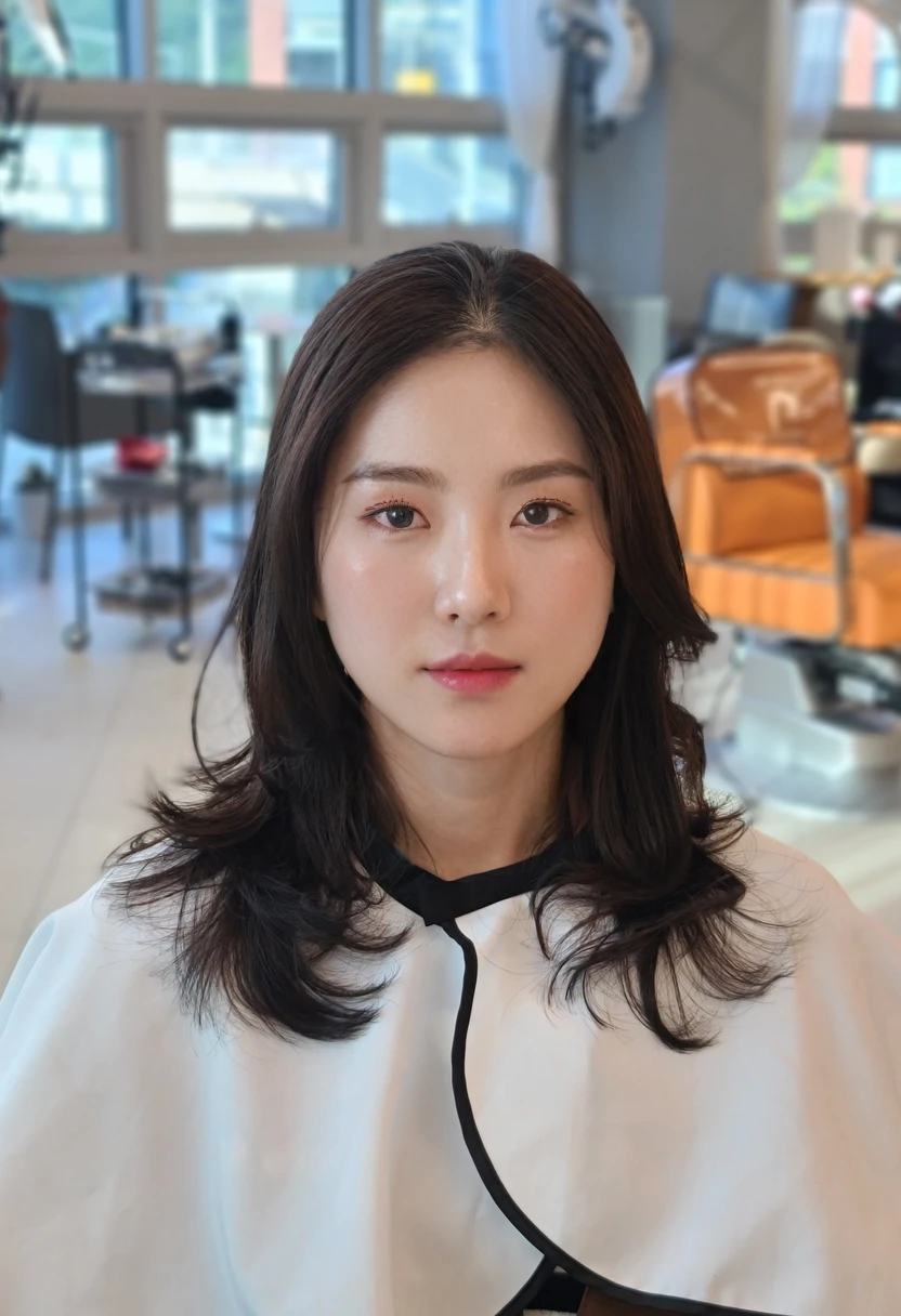 Best Quality, 8k, Masterpiece, (Portrait: 1.3), (photo realistic:1.4), (hyper realistic:1.4), Sharp Focus, looking at viewer, (smoother lighting:1.1), (increase cinematic lighting quality:0.9), realistic lighting, backlighting, light on face, ray trace, (brightening light:1.2), (Increase quality:1.4), sharp detail, (best quality real texture skin:1.4), finely detailed eyes, black_eyes, finely detailed face, 25 year old Korean woman