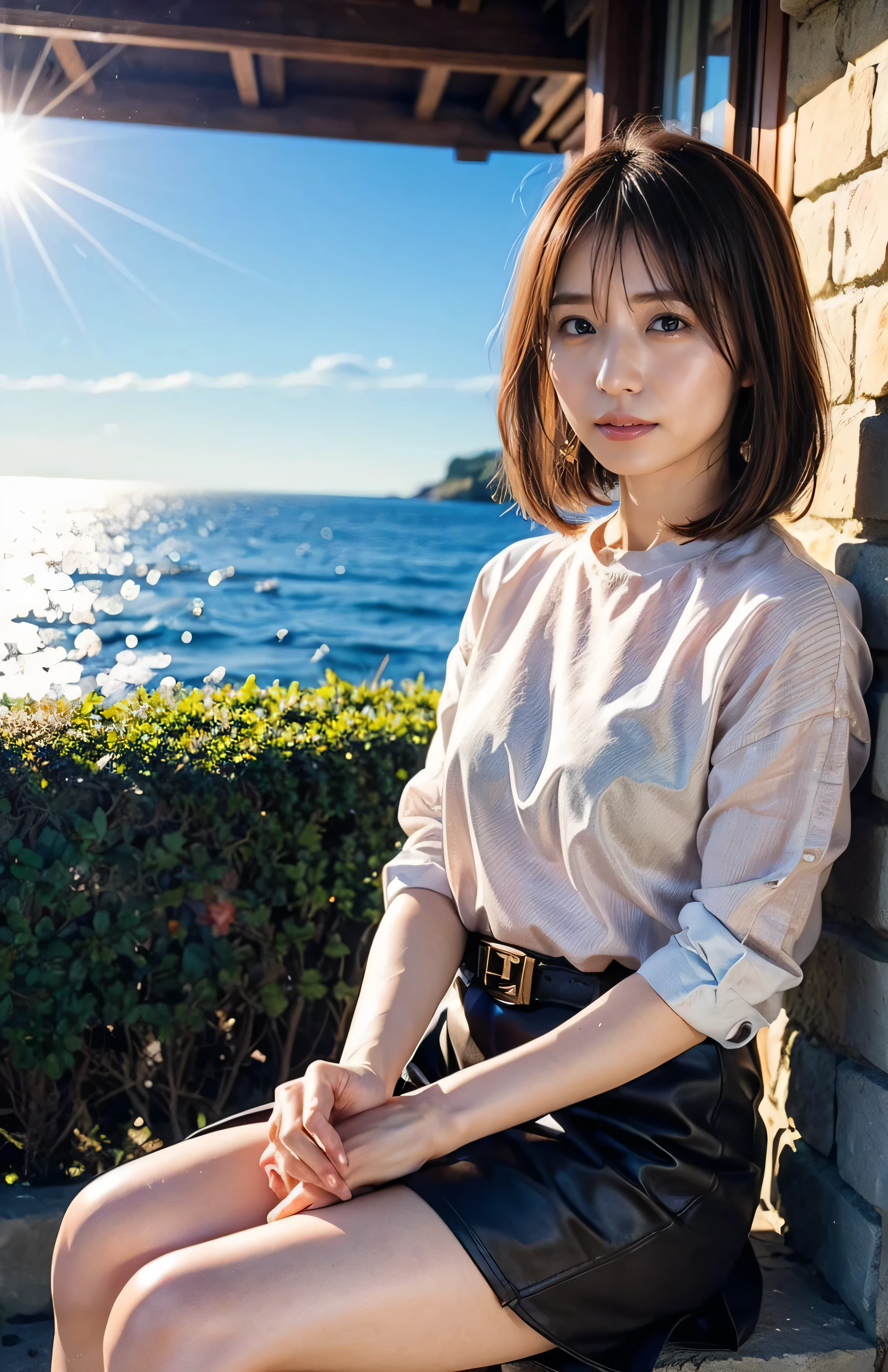 The sky turns red、Wet white t-shirt and jeans、、Light brown hair、Elegant hairstyle、Blue Eyed Woman、A woman with a cute upward gaze、When the sky gets dark、The sky turns red as the sun sets、Tight clothing that shows your body lines、、Elegant summer knitwear、Elegant summer sweater、Leather Belt、Short skirt、Dress elegantly着こなす、Luxury Bagedium Shorthair:1.4))、The sun shines on her、Light brown hair、Light brown hair、The sky was dyed red、There are clouds、private's cute、Her ample breasts are obvious even through her clothes..、The shining sun is so beautiful、Dusk is approaching、Lens flare、You can see the sunset、((Sunlight reflecting off the ocean、Ocean View、The sun shines on the ocean、'beautiful.、Small earrings、private'evening、Birds are also flying、、Brown Hair Color、Tying up hair、The woman is on the right:1.4))、Luxury Leather Belts、Shiny clothes、Light beige hair color、Background Blur、Braid only the front hair、Light brown hair、{{Cowgirl Shot}}、((Close-up shot from the waist up、Ample breasts:1.4))、Smile、Silk clothing、Ample breasts that can be seen even through clothes、Braid only the front hair、Cowboy Shot、Gorgeous white collared silk shirt and brown skirt、Dress elegantly、Luxury Bags、A lovely smile、((Ample breasts))、Full body photo、ring、Short skirt、Tuck your hair behind one ear、Silver Necklace、smile、 Elegant ponytail、Caustics、Highly detailed photos、Very beautiful and ideal short hair、Super no makeup、(8K、RAW Photos、Highest quality、masterpiece:1.2)、(Realistic、Realistic)、1 Girl、((Medium Short Hair、Looking into the camera:1.4))、Hair blowing in the wind