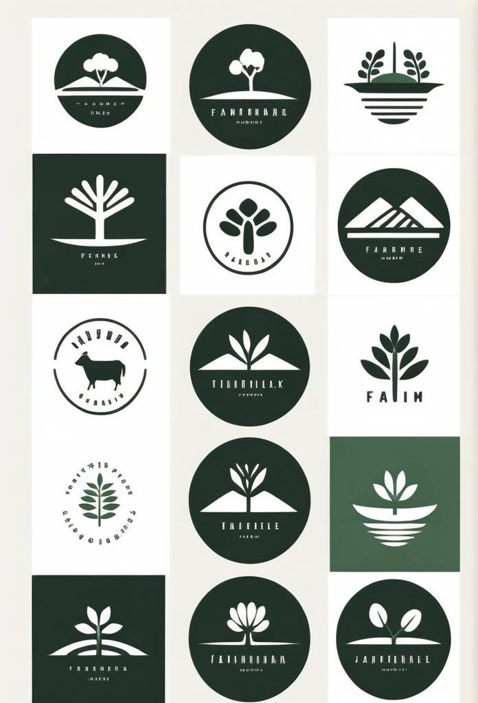 Logos of fashionable Japanese farm companies
Pretty cool
chic and modern design
monotone
with rich greenery

The background is white