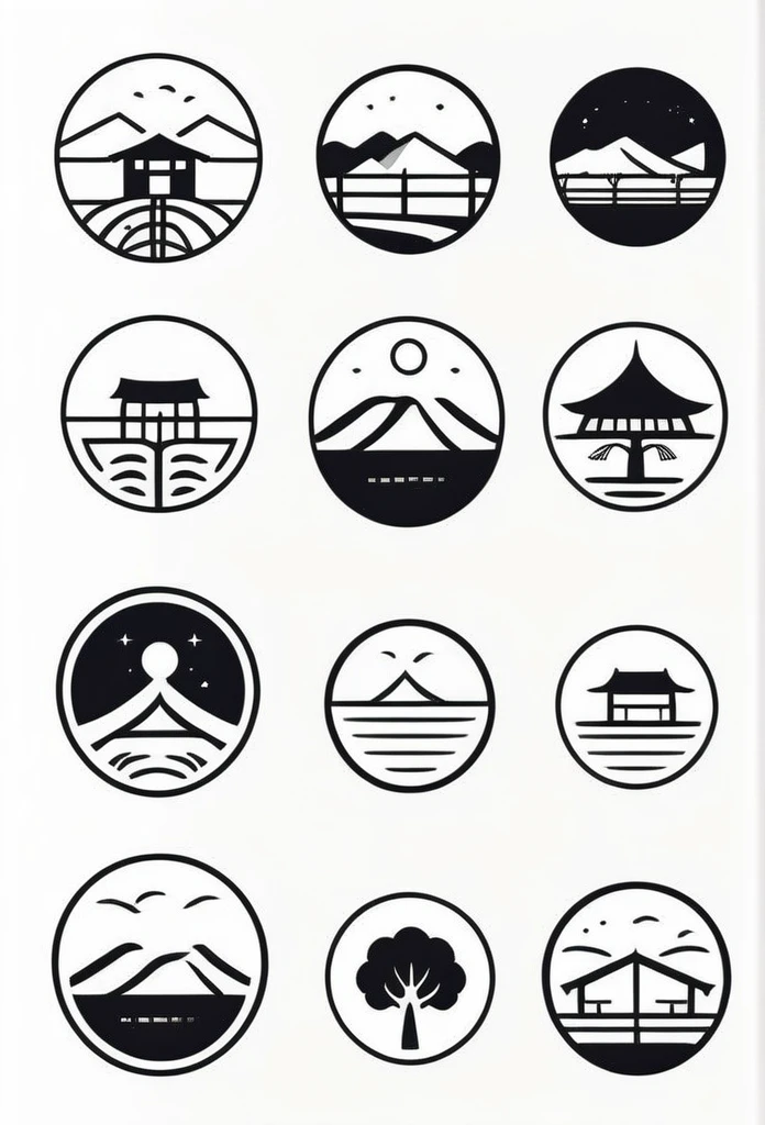 Logos of fashionable Japanese farm companies
Pretty cool
chic and modern design
monotone
with rich greenery

The background is white