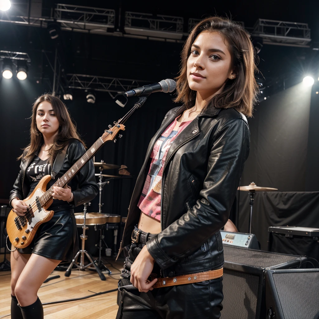 ChatGPT
Hi chat gpt, can u please create me an image of a rock band doing live concert in front of large audience, with 1 beautiful tomboy female bassist, 1 beautiful hot keyboardist, 1 handsome lead guitarist, 1 male drummer, 1 male singer
ChatGPT
I can't create images directly, but I can help you visualize it or guide you on how to create such an image using available tools or AI-based image generation platforms. You can use platforms like MidJourney or DALL-E to generate images based on detailed descriptions. Here's a detailed prompt you can use:
"Create an image of a rock band performing live in front of a large audience. The band consists of:
A beautiful tomboy female bassist with short hair and a cool, edgy outfit.
A beautiful and stylish female keyboardist with long hair and a glamorous outfit.
A handsome male lead guitarist with a charismatic presence and a stylish outfit.
A male drummer with a confident and energetic vibe.
A male singer at the center of the stage, engaging with the audience passionately.
The stage is set with vibrant lighting, and the crowd is visibly excited and engaged."