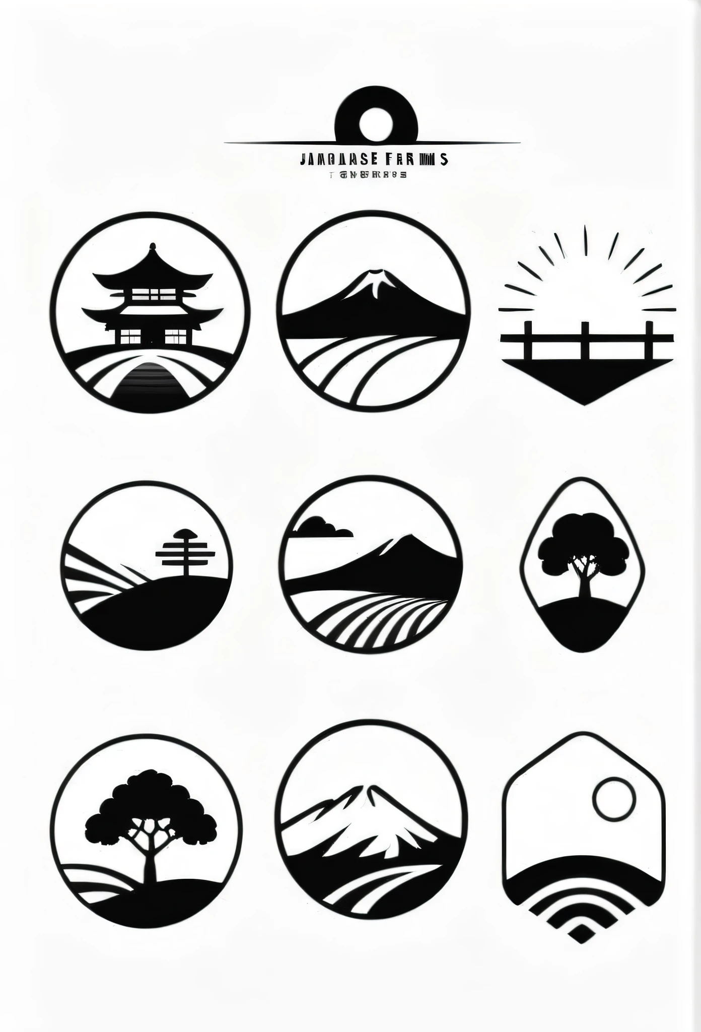 Logos of fashionable Japanese farms and landscaping companies
Pretty cool
chic and modern design
monotone

The background is white