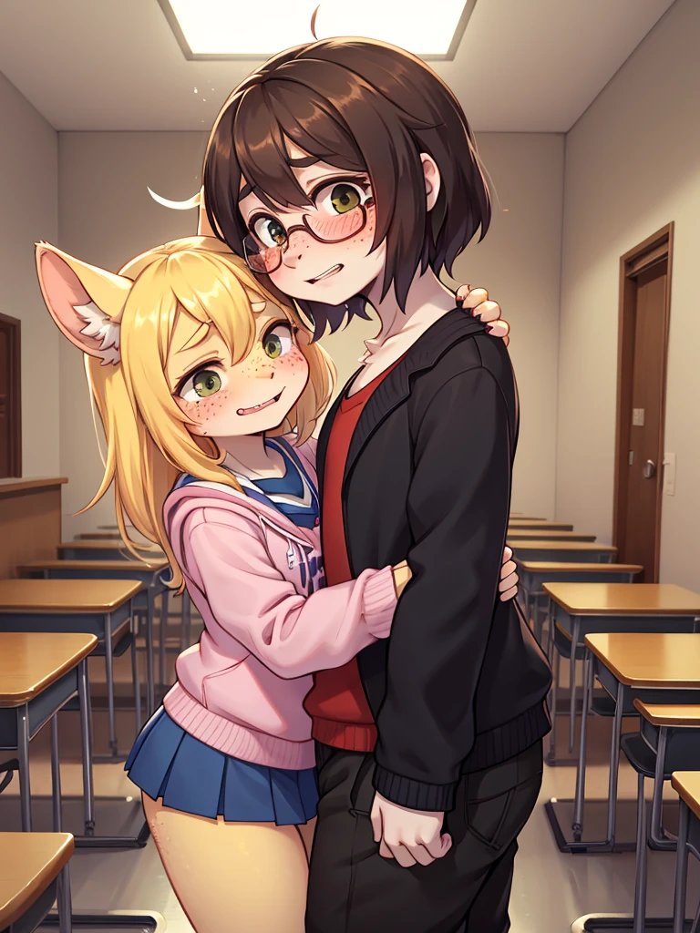 ugly face female , ugly loose body , (Freckles:0.9) , Romance , (clothed erotica) , Bad taste Fluttery clothes , shy geek , school , Mischievous , Sorry about our chest bump. It was so sludgy and disgusting, wasn't it?