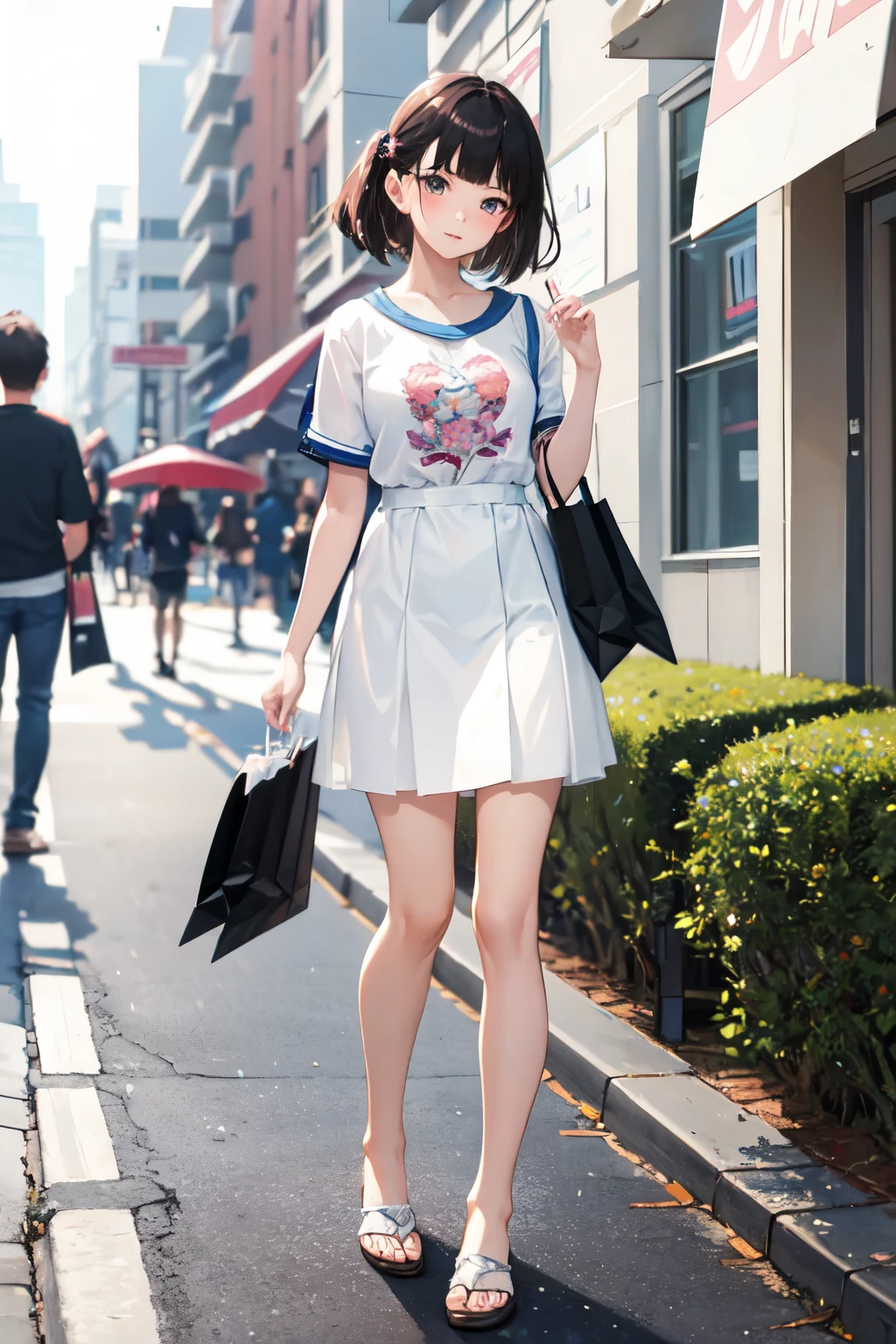 ((Highest quality)), ((masterpiece)), (detailed), high school girl，holiday，shopping，Cute casual clothes