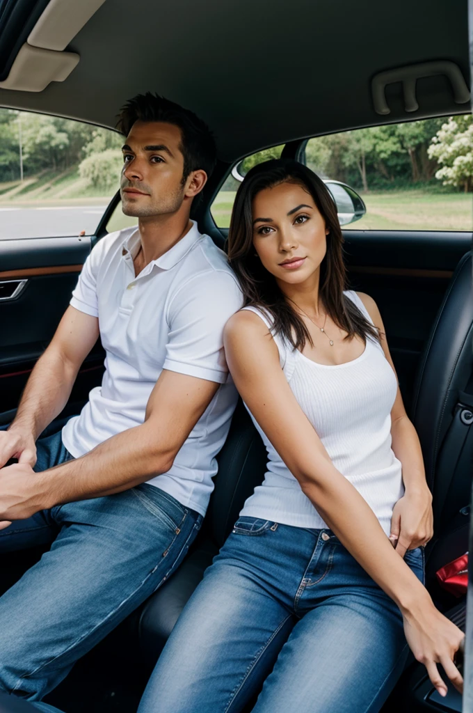 American couple in car 

