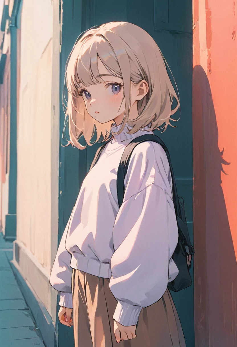 young girl wearing stylish outfit , lofi color clothes , masterpiece ,