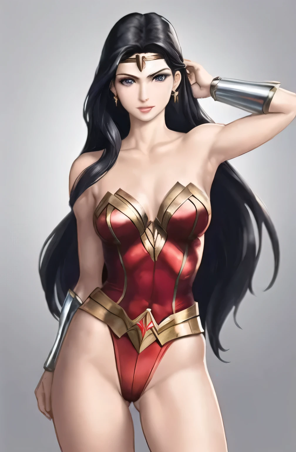 come back, One girl, Armpit wrinkles, Bare shoulders, bird, Black Hair, blue eyes, Blurred, Blurred background, bracelet, chest, Circlet, Chest cleavage, clavicle, where, jewelry, A light smile, lips, Long Hair, View your viewers, Mature Woman, parted lips, Realistic, alone, Strapless, diana prince, Wonder Woman Super Lady Wonder Woman is a superheroine。Wearing a battle suit reminiscent of Wonder Woman、It exudes unparalleled beauty。elegant、Graceful、Pure and innocent、Innocently、Refreshing and、Incredibly attractive。Age: Around 20 years old。A beautiful woman with a great figure。Semi-long hair。Glossy and beautiful black hair。She wears a one-piece leotard-style battle suit similar to Wonder Woman's.。With power belt。Power woman-like stitch stripes run through the。Special color-coded shields around nipples and genitals。The high-cut legs are digging into his crotch。Incredibly erotic and sexy。V-front high cut legs。It's sure to charm all men.。Moreover,、Next up, the bad guy々and defeat。Invincible Super Heroine。and、A beautiful young lady with a lovely sense of style。modest、Changed the leotard to white、emphasize、High leg bite emphasis、Put on the power belt、Nipplesemphasize、High leg further emphasize、Leotard color is mainly white、More beauties、elegant、pure white、Neckband attached、Bracelet installation、noble、Nipples、The leotard is white、Changed the leotard color to white、Nipples and Shields、smile、Soft look pinch Costume gets ripped apart Confused expression abrasion Sweat Exposed Skin Erotic elegantで清楚だが美しさゆえEroticでセクシー Wetting in the crotch area Finally Down Finally Down Exhausted, I lie down My whole body is stained by the enemy and sweat is oozing out Covered in sweat There are wounds from the attack. Breathless and out of breath I was defeated.。It is a such a fool!This "I" expression