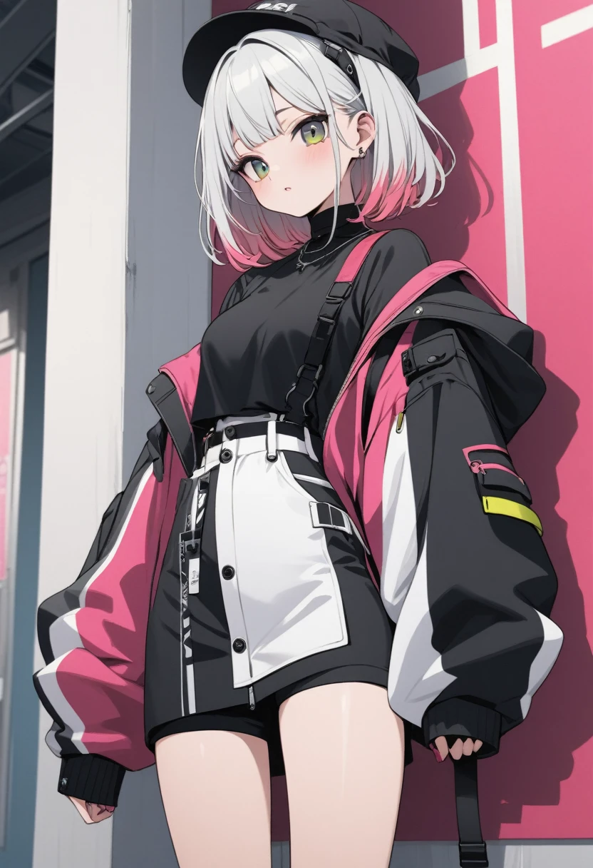 young girl wearing stylish outfit , lofi color clothes , masterpiece ,