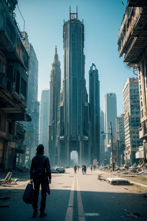 Highest quality、A ruined futuristic city、dim、Surrealism