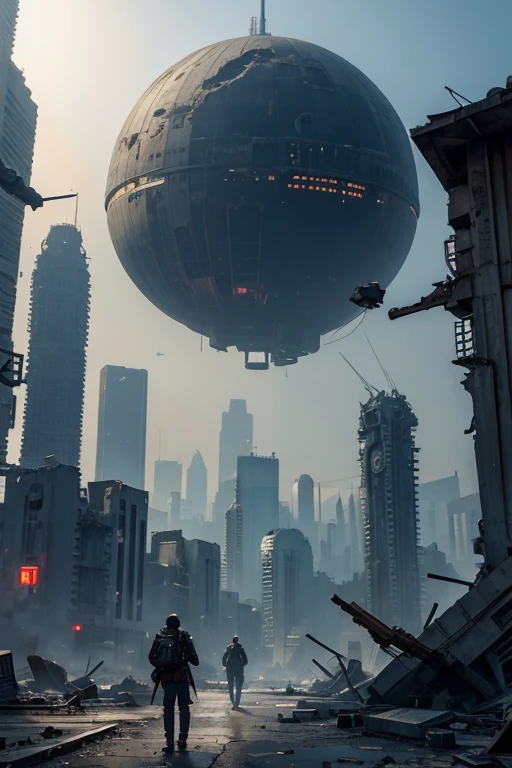 Highest quality、A ruined futuristic city、dim、Surrealism