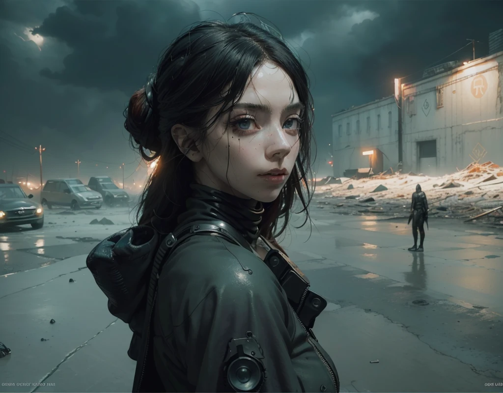 (((mulher))), (((melhor qualidade))), (((obra prima))), (((adulto))), A highly detailed and realistic skull girl,( Anya. Taylor Joy) cyberpunk character, mad max furiosa, one hand robot, cyborg arm, orange hair, dramatic metal heavy rock theme, best quality, 8k, hyperrealistic, photorealistic, extreme detailed painting, studio lighting, vivid colors, dark moody atmosphere, cinematic, dramatic pose, intricate mechanical details, glowing energy effects, intense gritty textures, seamless integration of organic and inorganic elements. Wearing the used clothes of a wastelander. Background: An apocalyptic wasteland. Dusty and depressing.