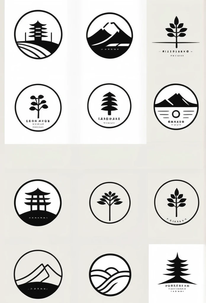 Logos of fashionable Japanese farms and landscaping companies
Pretty cool
chic and modern design
monotone
with natural greenery

The background is white