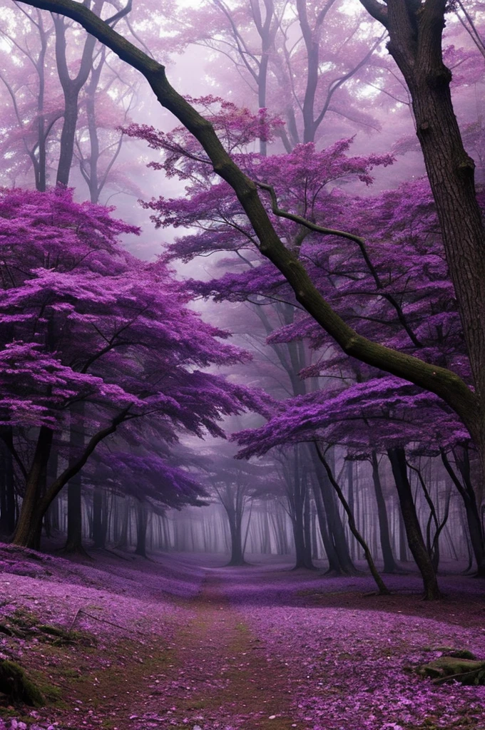 ethereal purple spacial alien forest