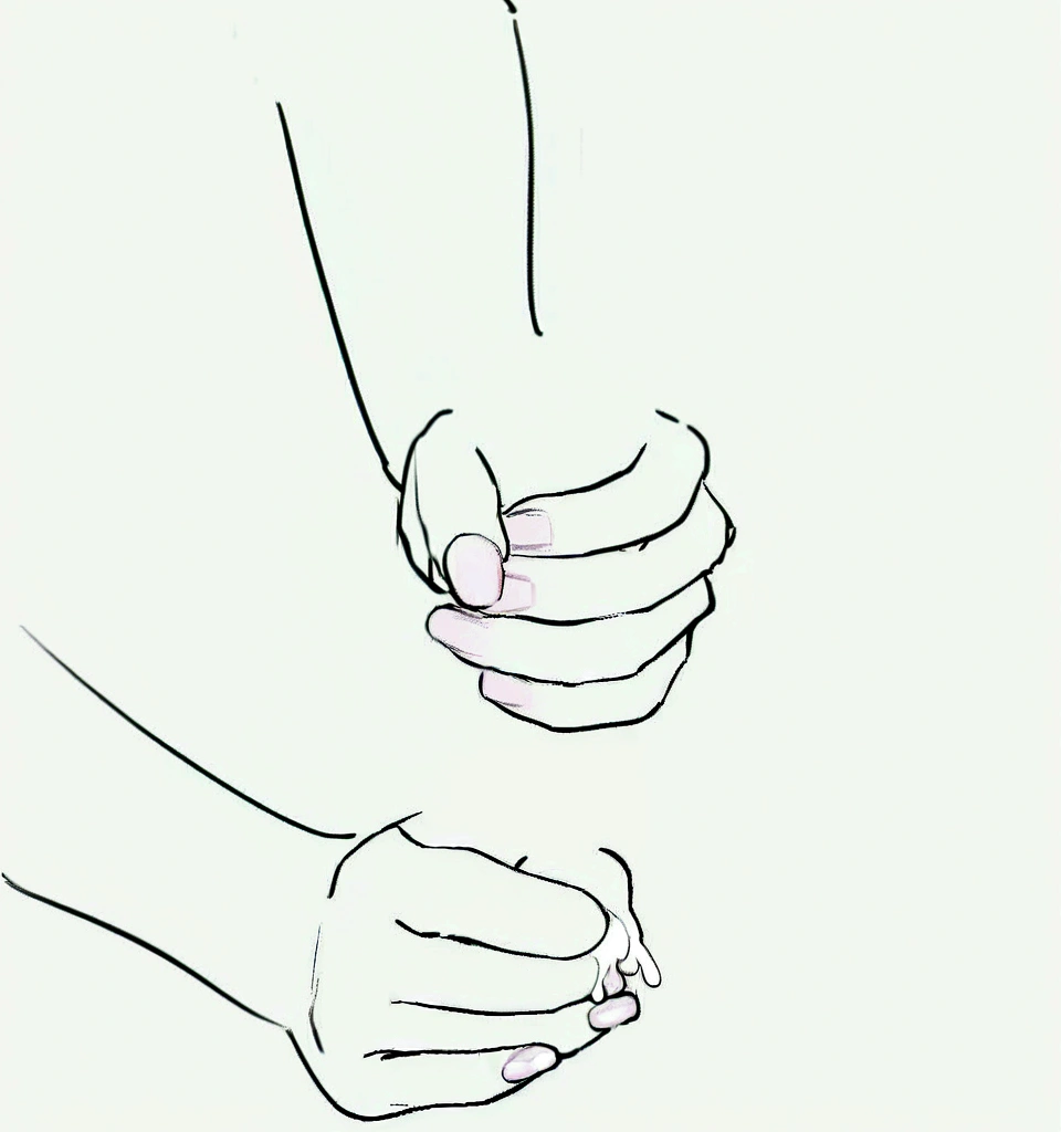 the two palms of a woman squeezing cow's milk