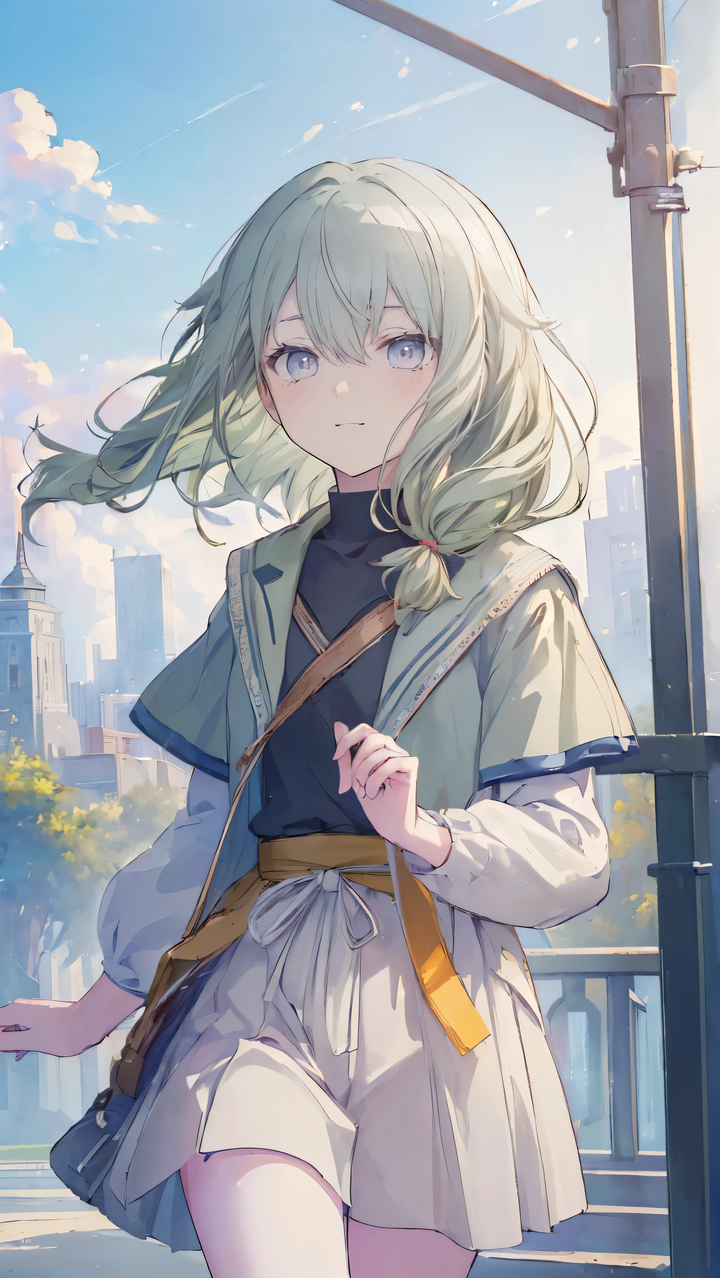 (masterpiece, Highest quality:1.6),Best image quality、Highest quality、Perfect lighting,masterpiece、(8K、masterpiece、Highest quality)、Best image quality、Chest close-up、During a walk、Outdoors、A smiling face towards me、The sense of distance as if you were walking next to me、light green hair color、Kusanagi Nin々、、profile
