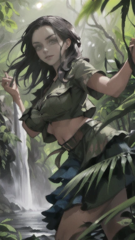 fernando amorsolo, claude monet style, oil painting, tribal, ifugao philippines, ((topless)), nsfw, masterpiece, summer, 1 girl, erect nipples, intricately detailed, navel, bare shoulders, brown hair, necklace, head dress, scenery, extremely detailed, bare breasts, puffy nipples, yellow eyes, bare stomach, soaked, medium breasts, arm strap, teen, soft eyes, armpit, sweaty, happy, half open eyes, lusty eyes, blushing, tied hair, 1 ear visible, side bangs, sleepy eyes, large nipples, lifeless eyes, full body, tribal printed skirt, scenery, huge nipples, saggy, carrying clay pot on head, arms up, natural stream, brown skin