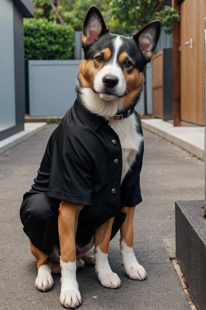 Perro meme dog with a black suit