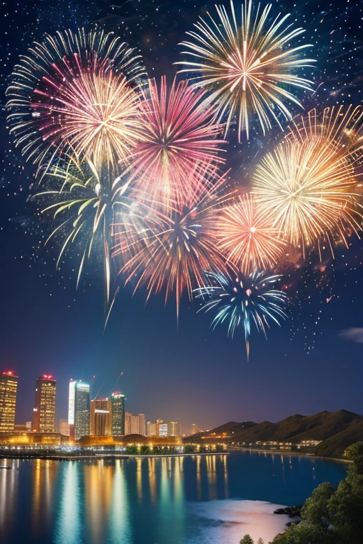 Highest quality、Landscape painting、firework