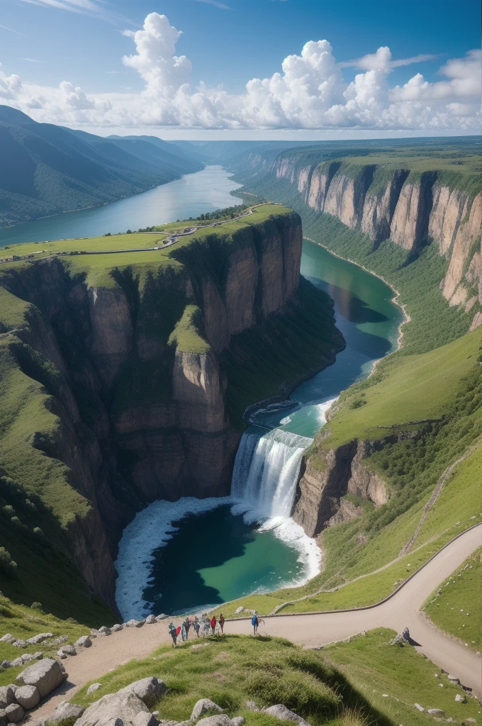 Masterpiece, ultimate quality, Cg unity 8k wallpaper, super delicate, beautiful sky and clouds, rich natural scenery, cliffs, lakes and rivers, waterfalls and flying water, beautiful green mountains, no trace of people, excellent scenery, has already won a photo contest, background Blurring, full depth of field, HDR high dynamics, true restoration, intricate, extreme details, dramatic presentation, perfectly presenting the style of midjourney art.
