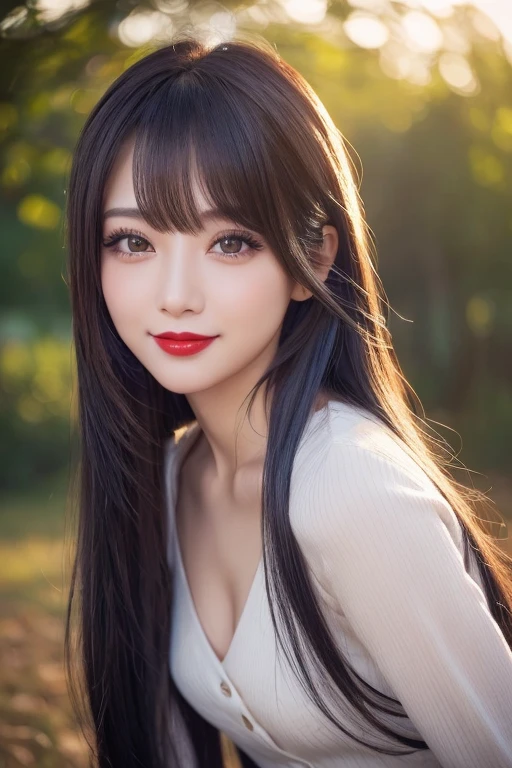 (((A real beauty))), RAW Photos, Black Hair、folder、Round eyes、False eyelashes、Straight Hair, Wavy Hair、correct、Crimson lipstick、Striped Hair、Brown Hair、Blue Hair、(Gradient Hair)、Asymmetrical Hair、Hair behind the ear、Crossed bangs、Long Hair、((お尻までLong Hair))、Long Hair、Straight bangs、Smooth, silky hair、Hair up on one side、とんでもなくLong Hair、Light brown eyes、Ring Eye、Round eyes、Wicked Smile、A light smile、Cast a Shadow、(Extraordinary presence)、Atmospheric perspective、Backlight、Exposure、Lens flare、、最high quality、超High resolution、超High resolution、Very realistic, masterpiece、correct、Textured skin、high quality、最high quality、Awards、32k, 髪のfolder、Cunning、A light smile、Shy laugh、Redness in the ears、correct、Subjective、Shine、360° View、Very detailed、超High resolution、解剖学的にcorrect、masterpiece、Emphasize the chest、High resolution、High detail、Long eyelashes、A slight blush、Compensate, (((Full Body Shot)))、（Shot from above）、Captivating pose、Shooting from a distance、Various angles of view、Sony FE GM